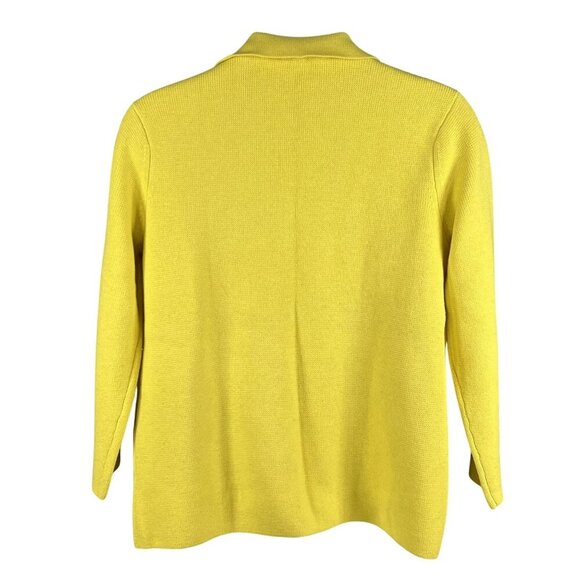 Talbots Womens L Spring Yellow Open Cardigan Wool Blend Knit Sweater Blazer - Picture 8 of 16
